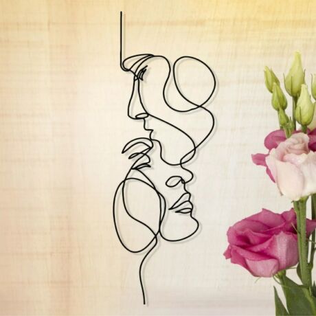 Abstract Affection – Minimalist two-face metal wall art, handcrafted with elegant continuous line design, perfect for modern home decor.