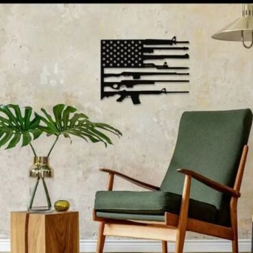 American Flag Gun Metal Wall Art