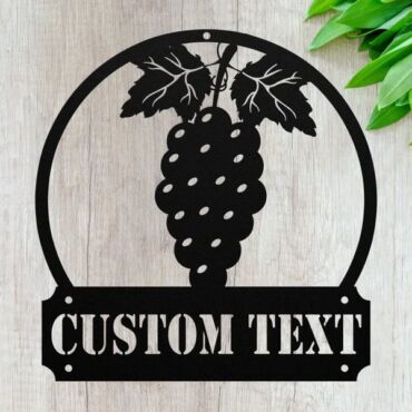 Personalized Grape Fruit Metal Wall Art, Custom Grape Sign For Garden