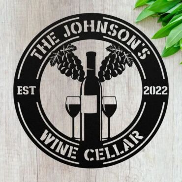 Custom Metal Wine Cellar Sign - Personalized Kitchen Wine Wall Art Decor