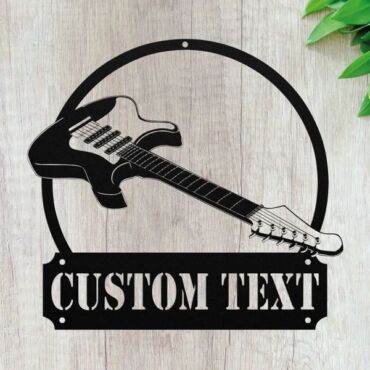 Custom Electric Guitar Metal Wall Art - Personalized Guitarist Sign For Room