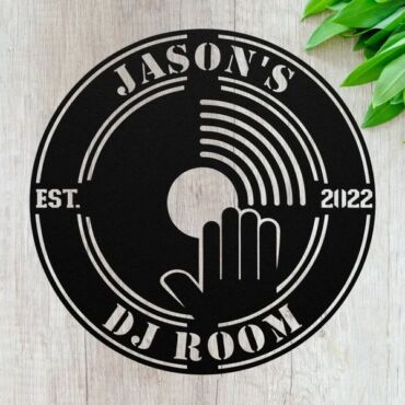 Personalized Vinyl Record Metal Wall Art, Custom Recording Studio Dj Sign Decor