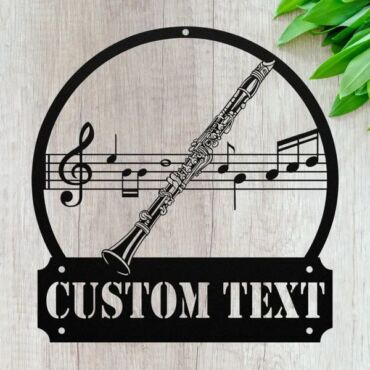 Personalized Clarinet Player Metal Wall Art, Custom Clarinet Sign Room Decor
