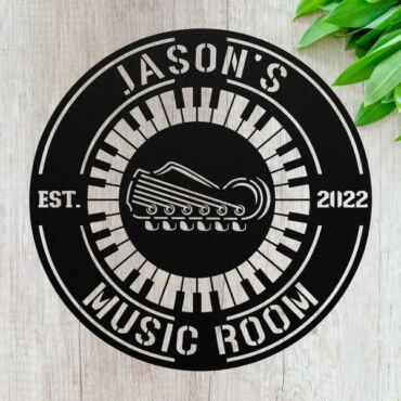Personalized Guitar And Piano Wall Art Decor, Custom Music Room Sign
