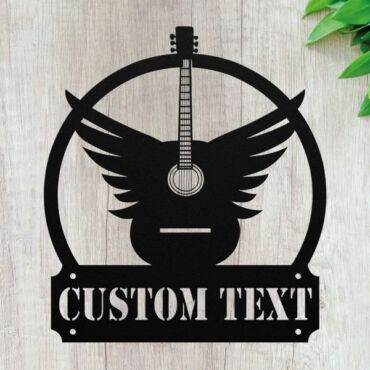 Personalized Guitarist Metal Wall Art, Custom Guitar Room Sign Decor