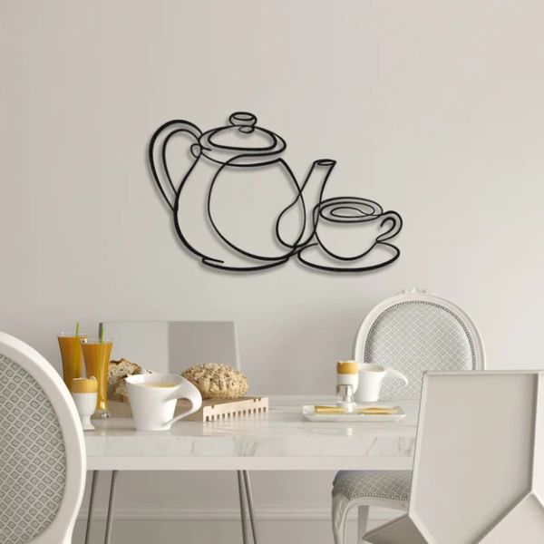 tea kettle cup set kitchen sign gift decor