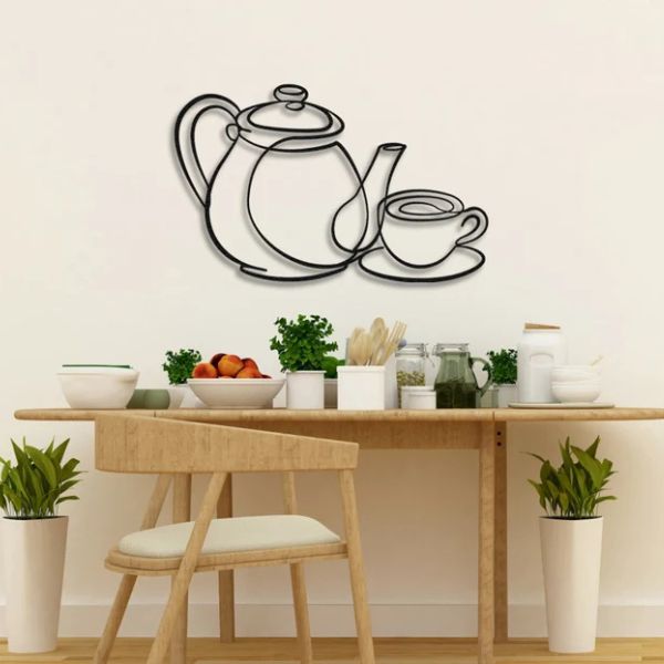 tea kettle cup set kitchen sign gift decor