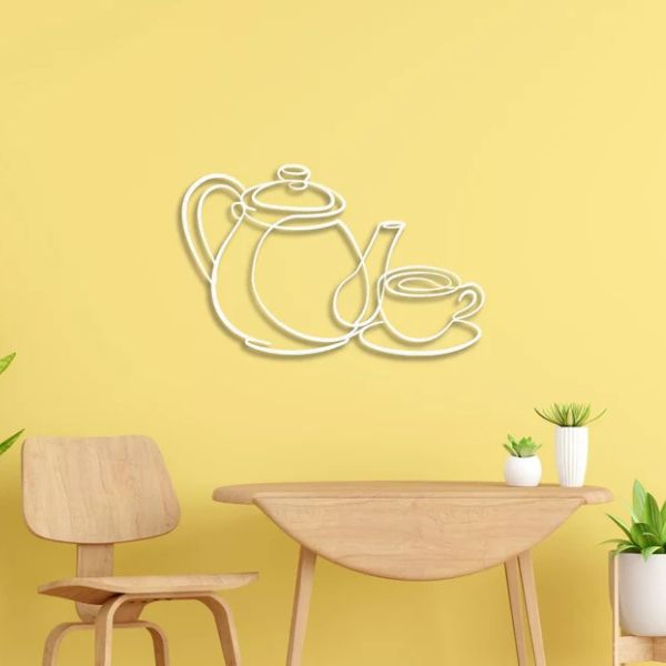 tea kettle cup set kitchen sign gift decor