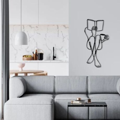 Woman Reading a Book Metal Wall
